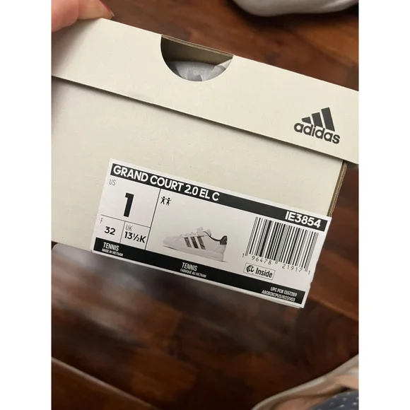 Adidas Kids Grand Court 2.0 EL C New White 100% Authentic New Sneaker